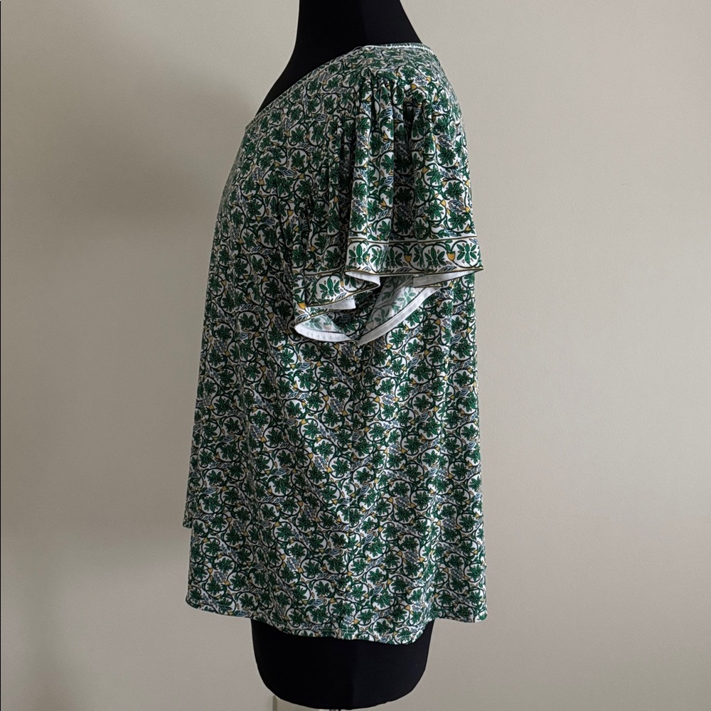 Max Studio Green Floral Top EUC Size 1X - Picture 2 of 7